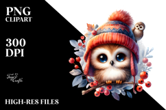 Vibrant Baby Owl Watercolor Clipart Product Image 2