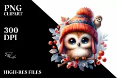 Vibrant Baby Owl Watercolor Clipart Product Image 1
