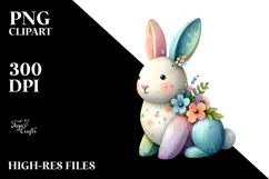 Pastel Bunny Made of Wood PNG Product Image 2