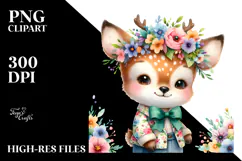 Colorful Smiling Baby Deer PNG Product Image 2