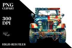 Vintage Vibrant Jeep, PNG Product Image 2