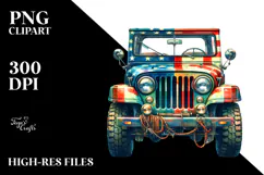 Vintage Vibrant Jeep, PNG Product Image 2