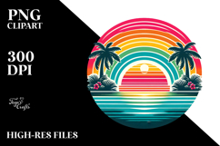 Retro Tropical Rainbow Sunset 20 oz Tumbler PNG Product Image 2