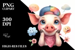 Pig Goat Bandana Quirky Teeth | Clipart Product Image 1