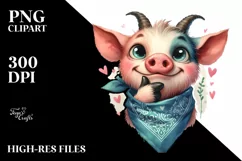 Pig Goat Bandana Quirky Teeth | Clipart Product Image 1