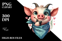 Pig Goat Bandana Quirky Teeth | Clipart Product Image 2