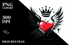 Colorful Wings Crown Heart PNG Product Image 2
