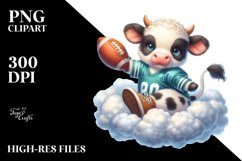 Baby Cow American Football Watercolor Clipart Product Image 3