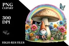 Colorful Gnome House with Rainbow and Flowers | Clipart Product Image 1
