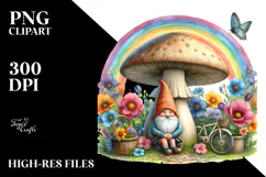 Colorful Gnome House with Rainbow and Flowers | Clipart Product Image 2
