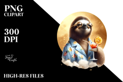 Sloth Drinking Cocktail PNG Product Image 2