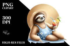 Sloth Drinking Cocktail PNG Product Image 2