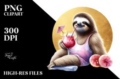 Sloth Drinking Cocktail PNG Product Image 2