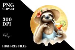 Sloth Drinking Cocktail PNG Product Image 2