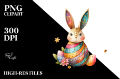 Wood Bunny with Golden Insertions PNG Product Image 2