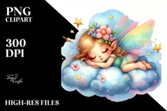 Cute Fairy Napping Clipart, Transparent PNG Product Image 3