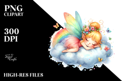 Colorful Fairy Napping Cloud | Clipart Product Image 2