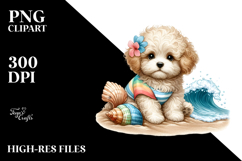 Bichpoo on Beach | Clipart Product Image 2