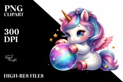 Baby Unicorn Playing with Magic Orb PNG Product Image 1