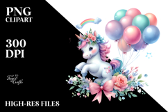 Whimsical Baby Unicorn with Balloons Product Image 2