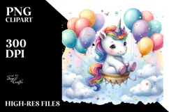 Whimsical Baby Unicorn with Balloons Product Image 2