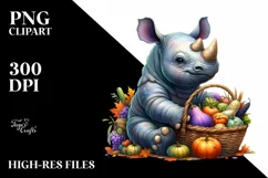 Baby Rhino Autumn Vegetables Clipart Product Image 3