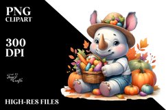Baby Rhino Autumn Vegetables Clipart Product Image 3