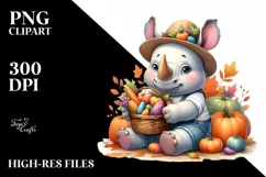 Baby Rhino Autumn Vegetables Clipart Product Image 3