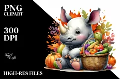 Baby Rhino Autumn Vegetables Clipart Product Image 3