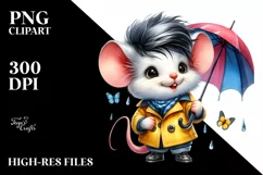 Happy Baby Mouse with Raincoat PNG Product Image 3