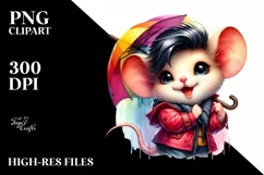 Posing Baby Mouse with Raincoat, High-Res PNG Product Image 3