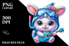 Cute Bunny with Snorkel Set PNG Product Image 2