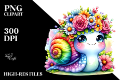 Vibrant Flower Crown Snail Clipart Product Image 2