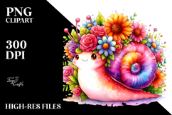 Cute Vibrant Flower Crown Snail Clipart Product Image 2