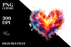Colorful Digital Fire Heart PNG Product Image 2