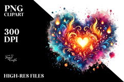 Watercolor Heart Made of Fire, Transparent PNG Product Image 2