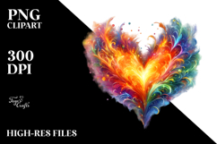 Colorful Digital Fire Heart PNG Product Image 2