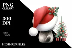 Cute Cat with Santa Hat, Transparent PNG Product Image 3