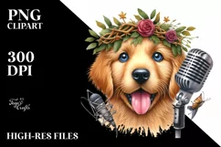 Baby Golden Retriever Punk Singer | Sublimation Clipart Product Image 1