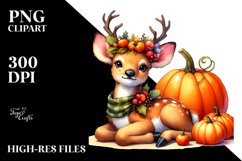 Cute Elk with Pumpkins | Sublimation | Clipart Product Image 1