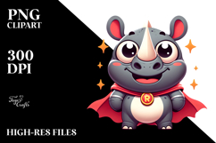 Goofy Rhino with Superhero Cape PNG Product Image 2