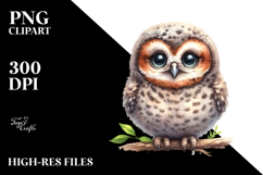Baby Owl in Watercolor PNG Product Image 2