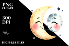 Smiling Whimsical Half Moon, Transparent PNG Product Image 2