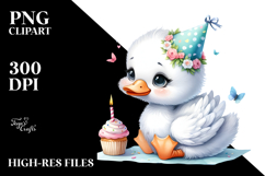 Cute Baby Swan with Party Hat, High-Res PNG Product Image 2