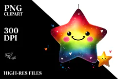 Colorful Paintbrush-style Heart with Star PNG Product Image 2