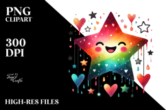 Colorful Paintbrush-style Heart with Star PNG Product Image 2