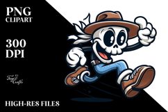 Skull with Hat Jumping, Transparent PNG Product Image 2