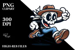 Skull with Hat Jumping, Transparent PNG Product Image 2