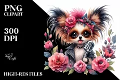 Papillon Punk Singer Watercolor Clipart Product Image 3