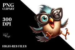 Joyful Cartoon Bird with Oversized Sunglasses, High-Res PNG Product Image 2